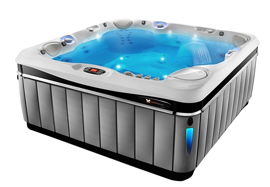 An image of the Utopia Tahitian demonstrating LED lighting effects both inside and outside your hot tub